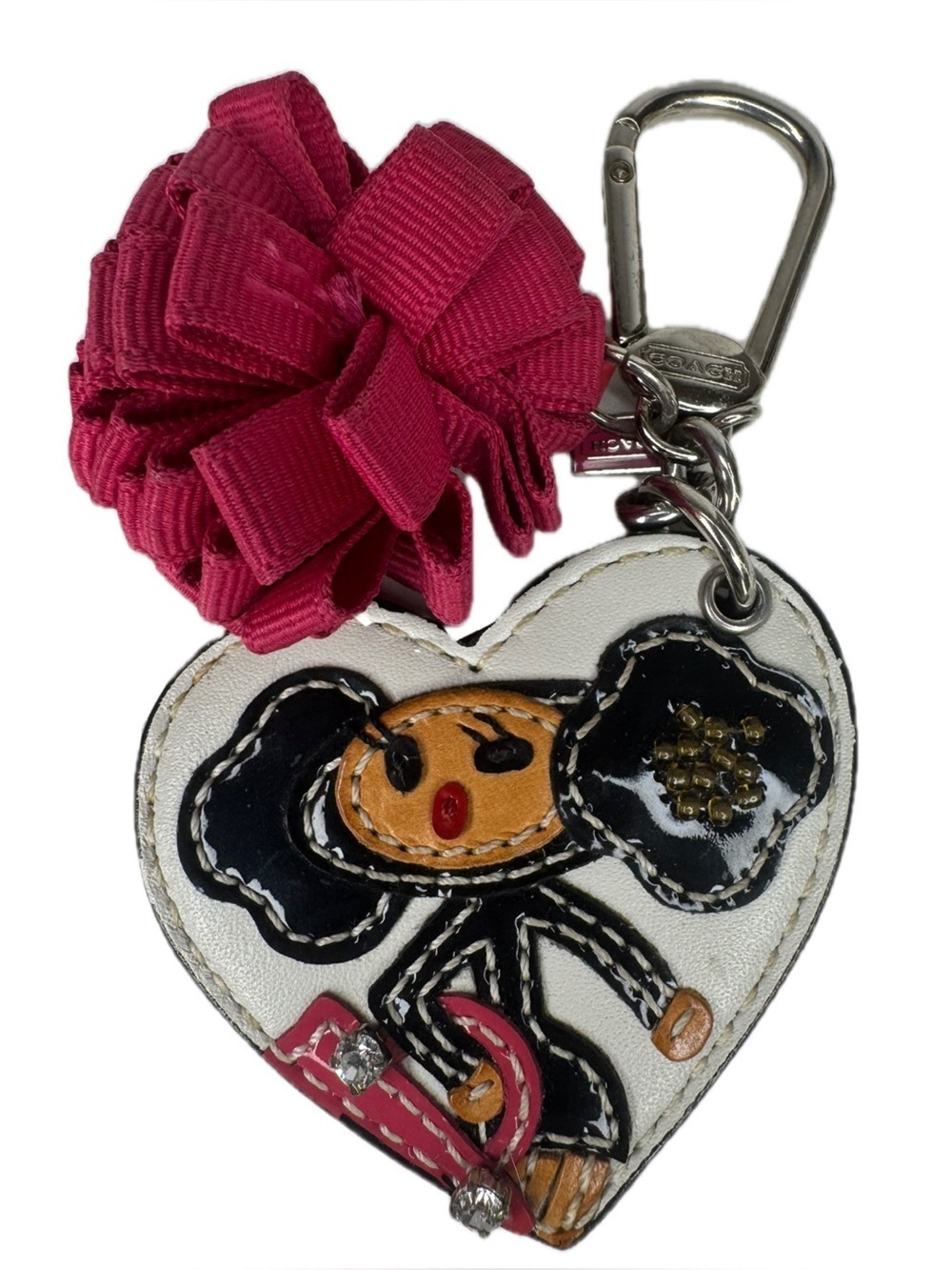 Coach Y2K Poppy Chan Pepper Heart Fob Keychain